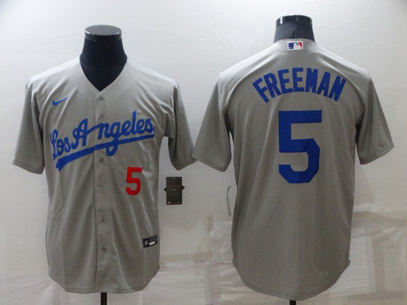 Men Los Angeles Dodgers #5 Freddie Freeman Grey Nike Game 2022 MLB Jersey->los angeles dodgers->MLB Jersey